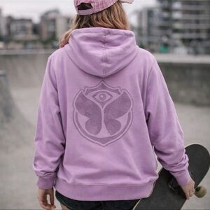 Tomorrowland TML Women’s Purple Hoodie Butterfly Logo Festival Rave EDM Small